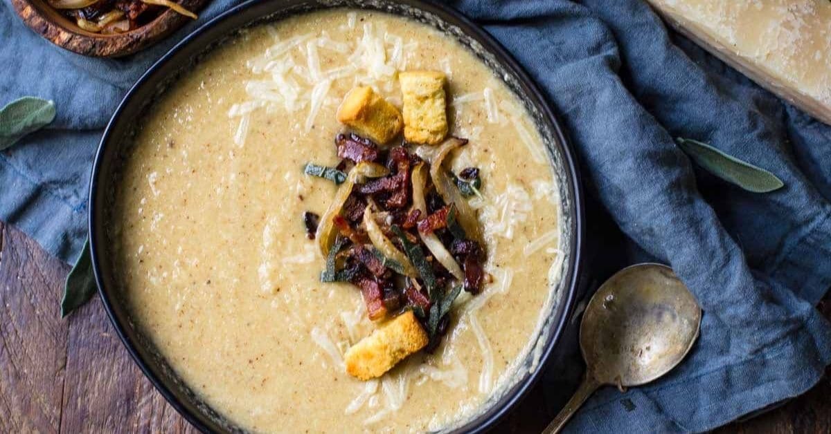 Bacon-Infused Roasted Cauliflower Soup