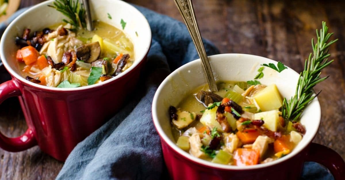 Leftover Turkey and Vegetable Soup with Bacon