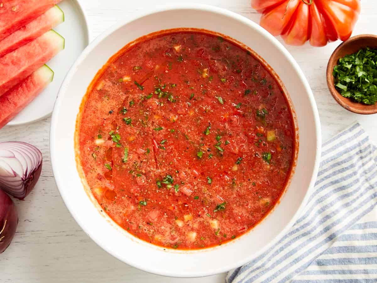 Watermelon soup with cucumber
