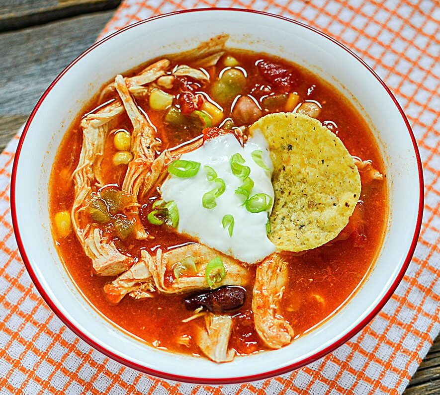 Easy Chicken Taco Soup in a Slow Cooker