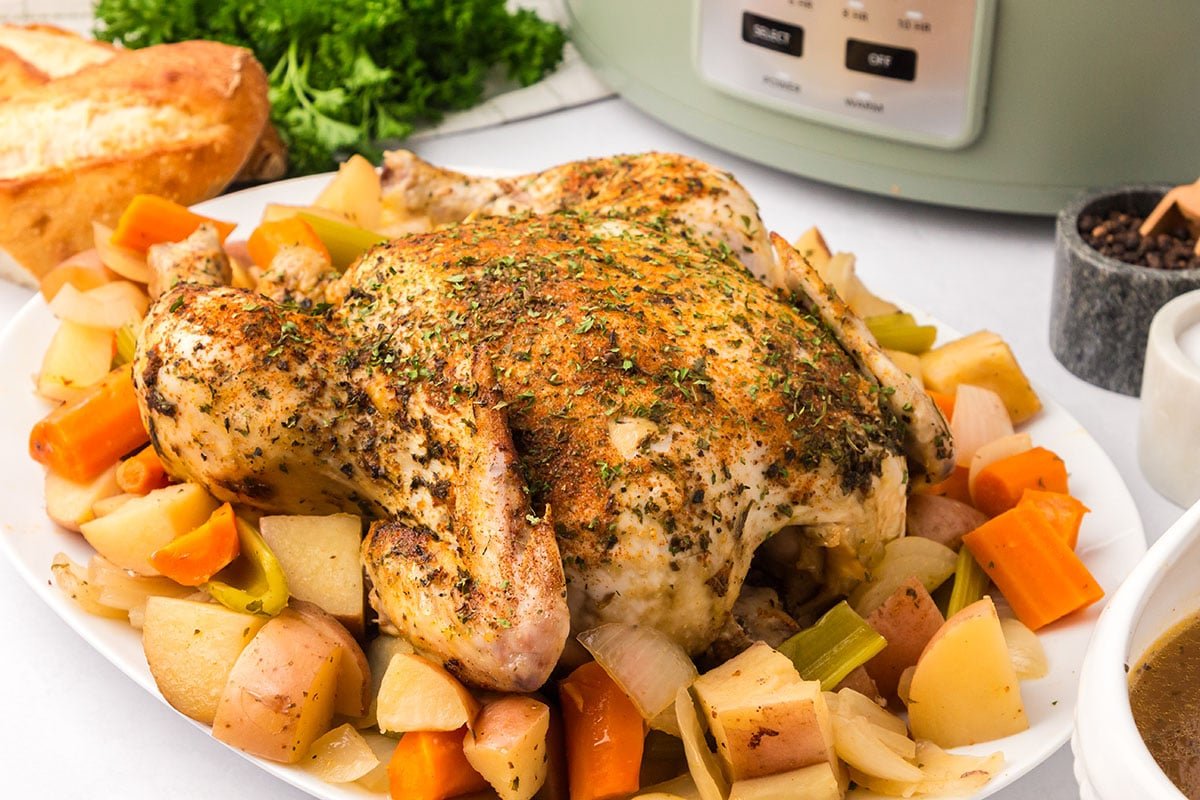 Slow Cooker Whole Chicken with Vegetables
