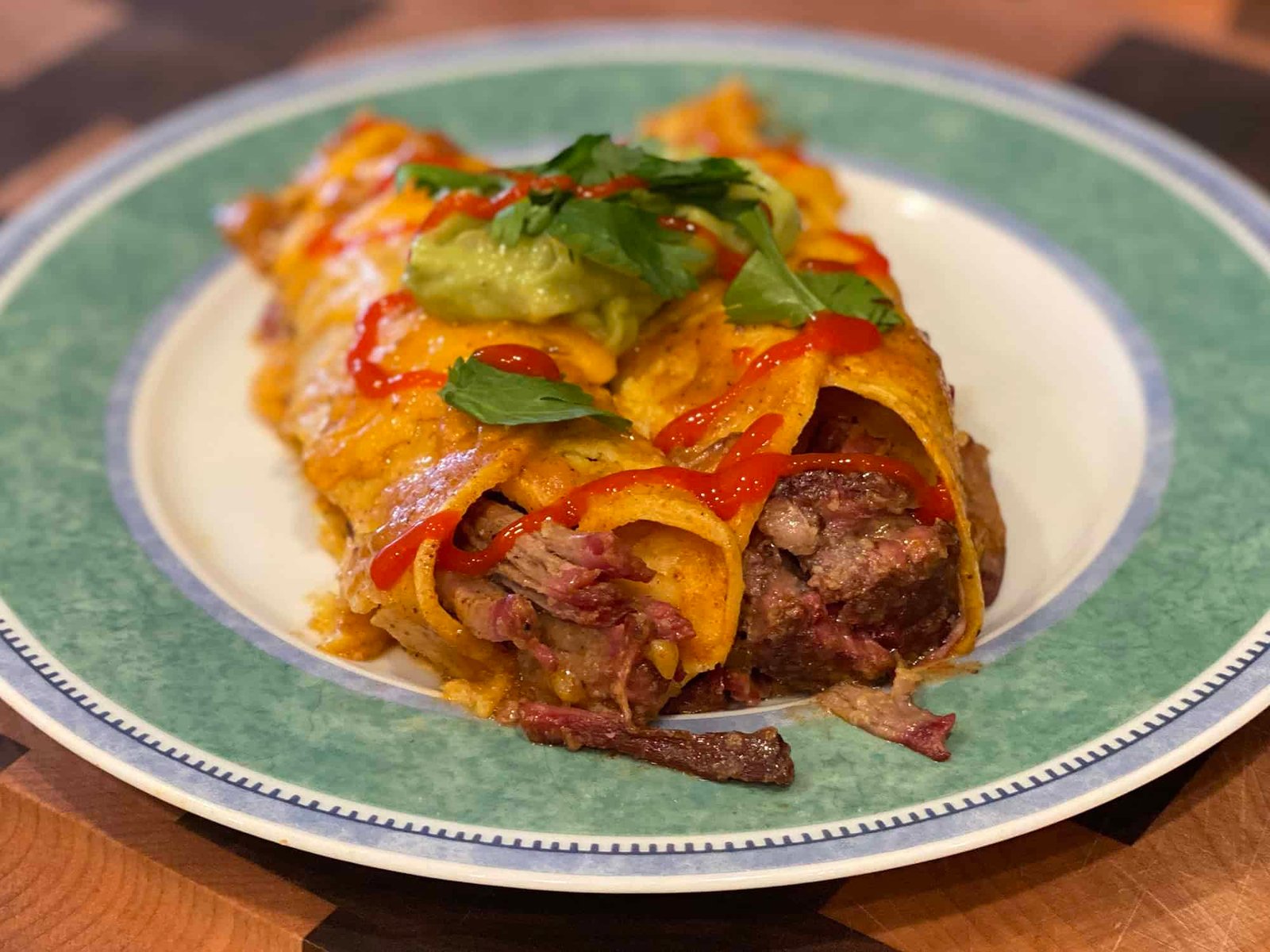 Smoked Shredded Beef Enchiladas with Homemade Enchilada Sauce