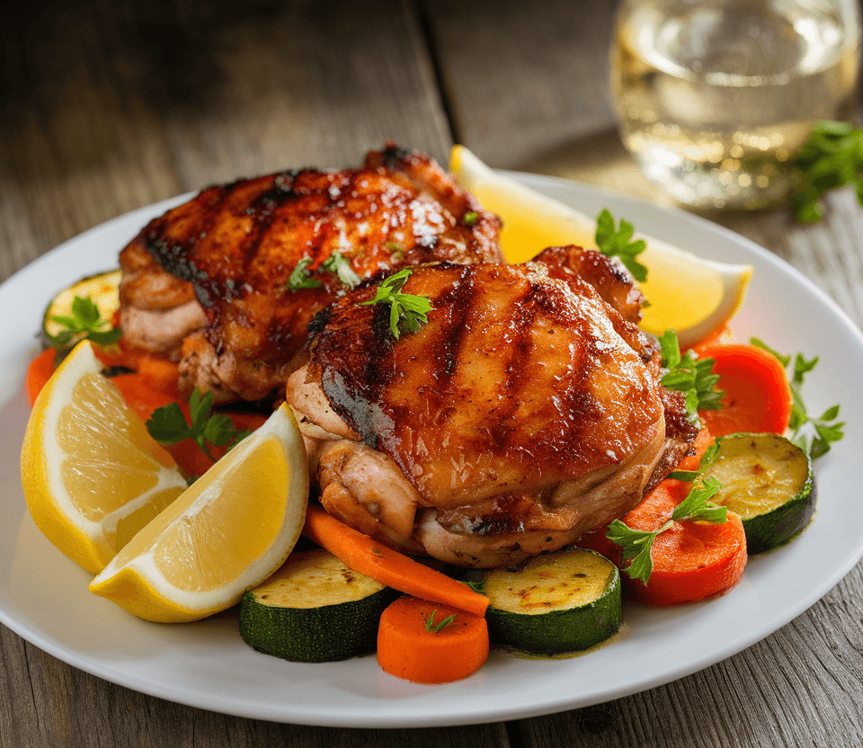 Grilled marinated chicken thighs