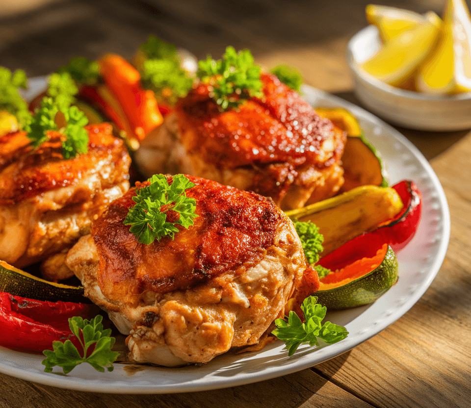 Boneless, skinless chicken thigh marinated with herbs