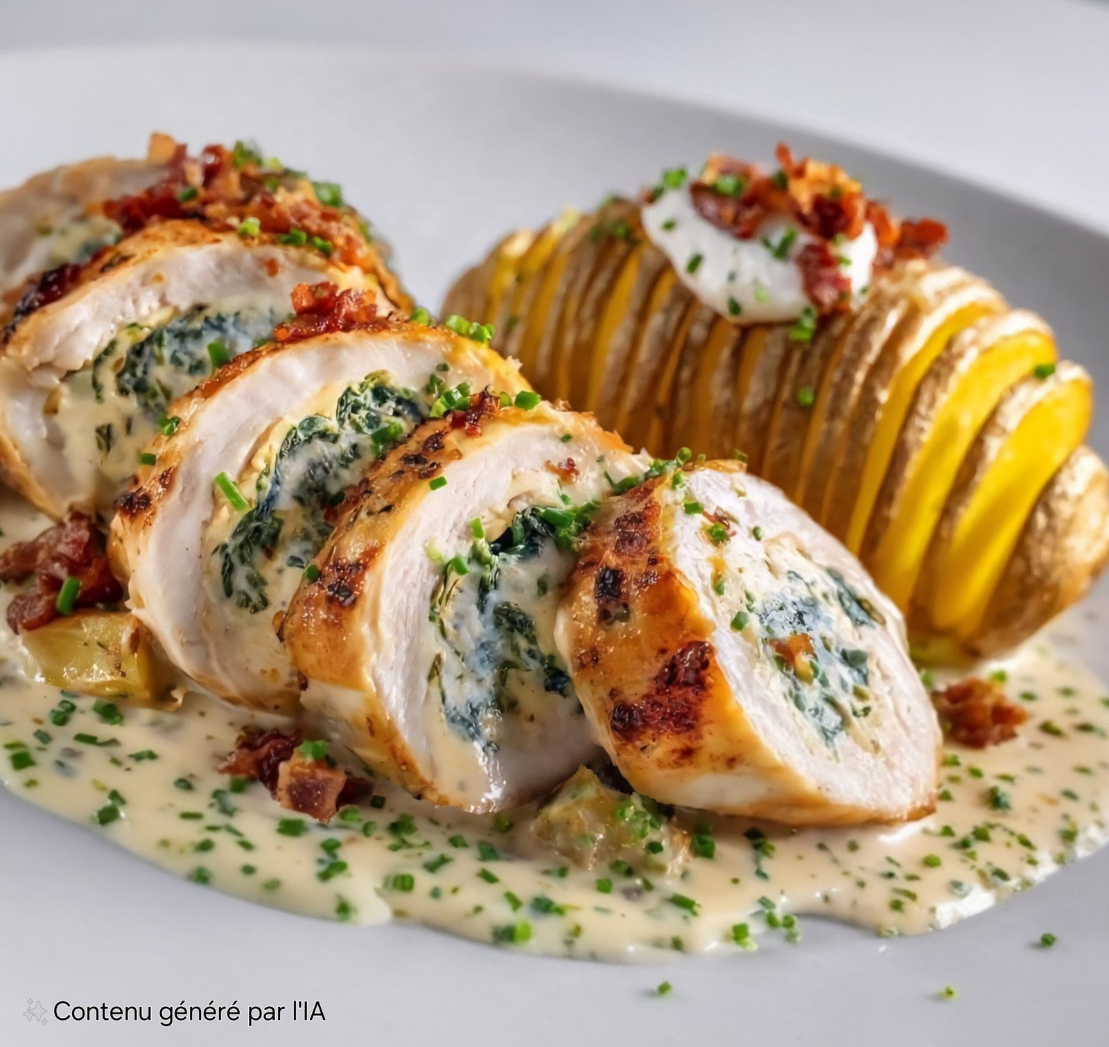 🍽️ Chicken Roulade with Truffle-Parmesan Beurre Blanc