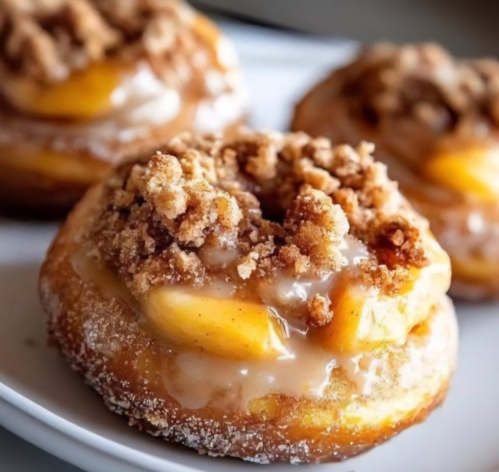 🍑 Peach Streusel Donuts