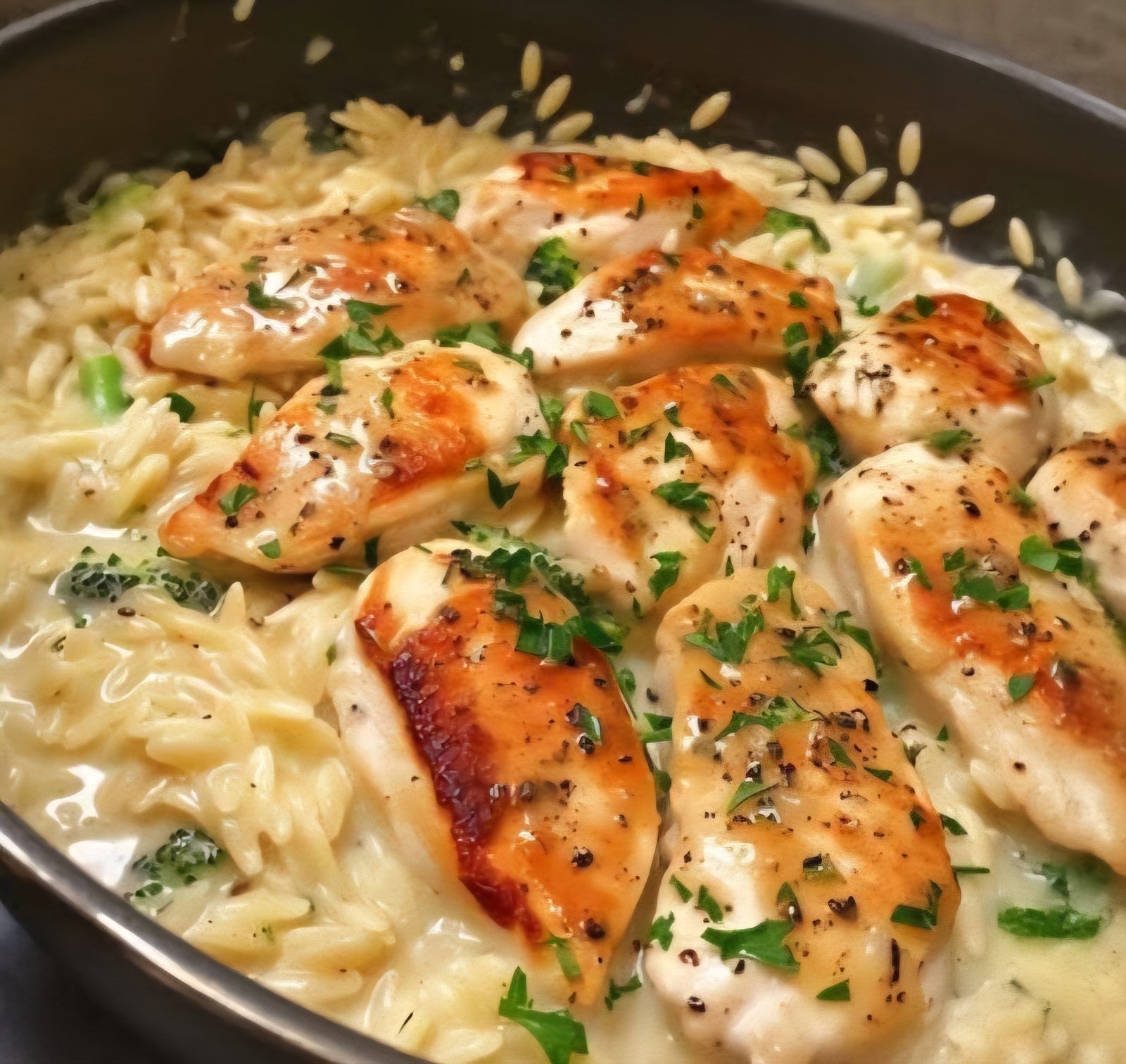 🍗 Chicken and Orzo in a Creamy Parmesan Sauce