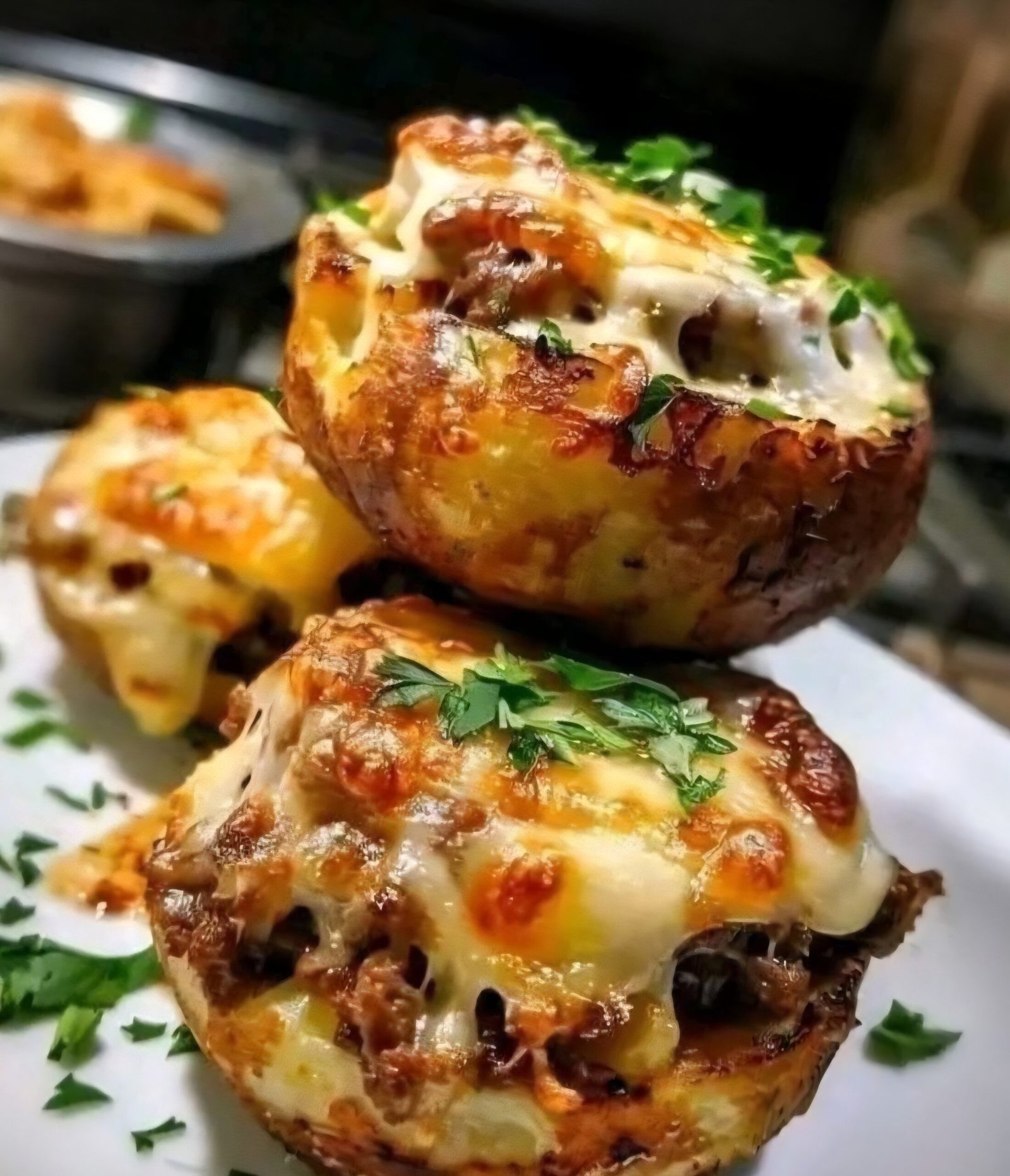 Cheesy Beef Stuffed Potato Cakes 🥔🧀🍖