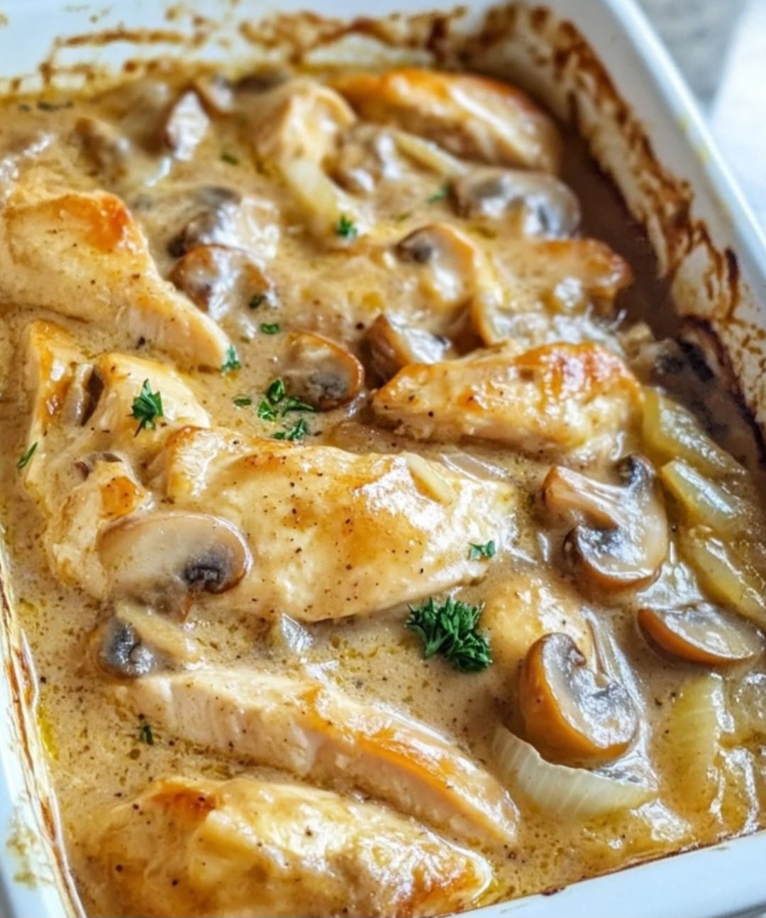 🍗 Creamy Chicken & Mushroom Casserole
