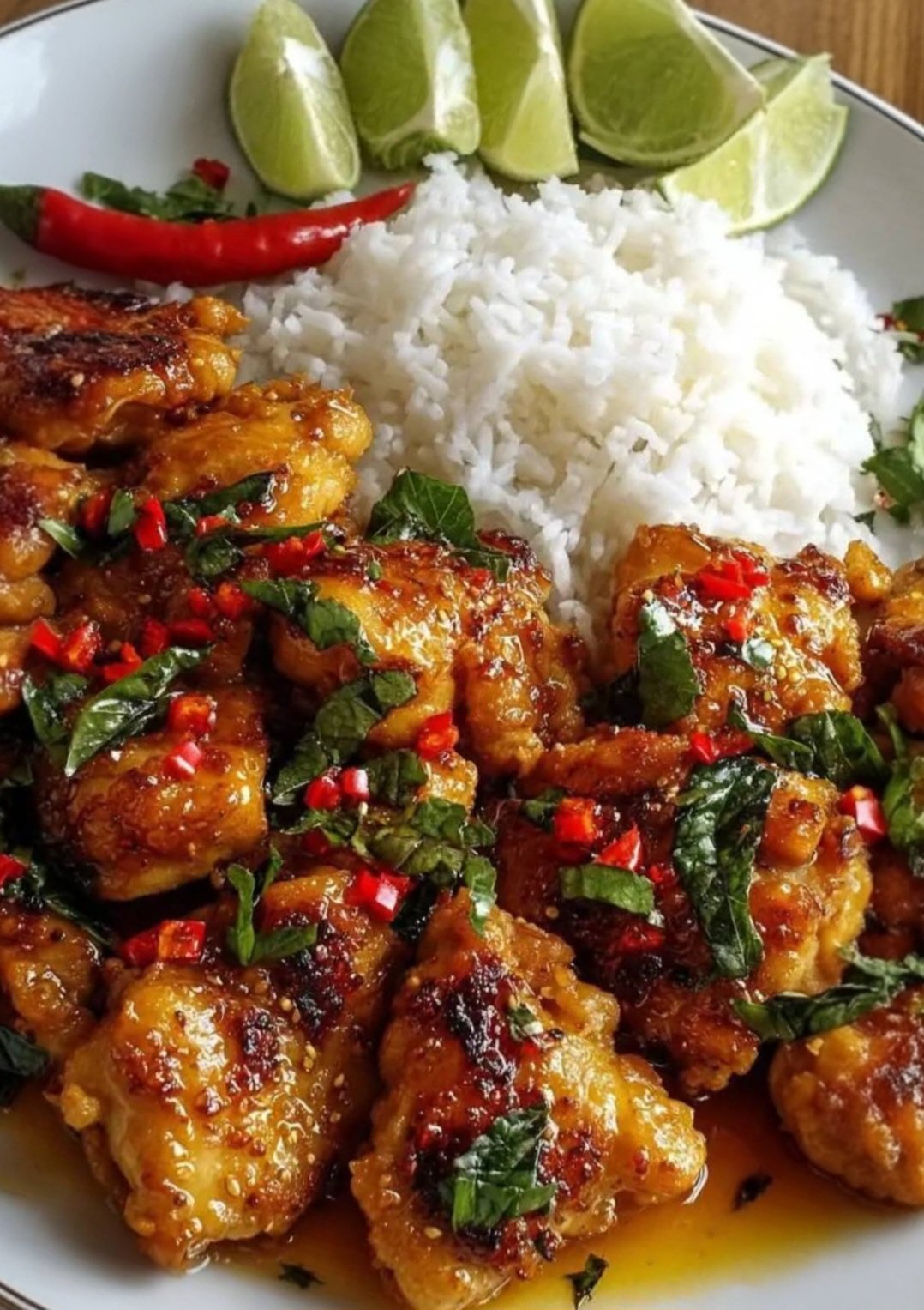 Sweet and Spicy Thai Chicken with Jasmine Rice 🌶️🍚