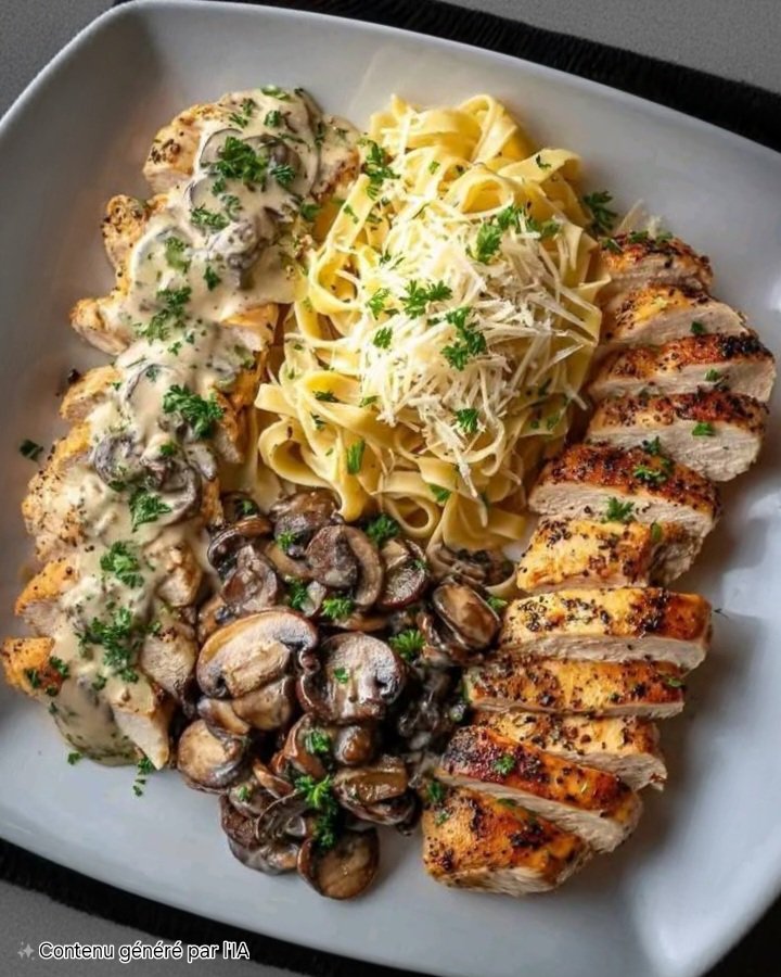 Creamy Mushroom Chicken with Fettuccine – The Ultimate Comfort Dish 🍗🍝