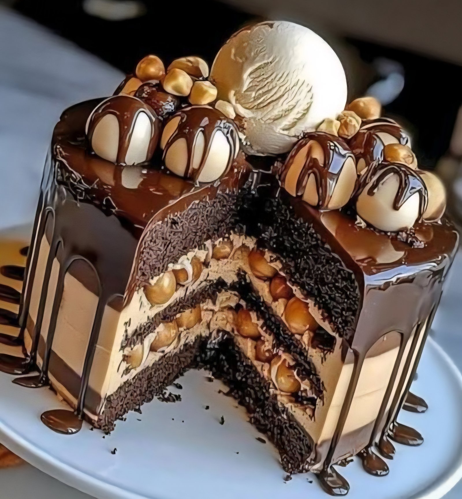 Chocolate Hazelnut Cake with Ganache Drip